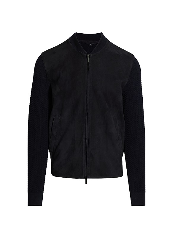 Giorgio Armani Suede Knit Full-Zip Jacket | Saks Fifth Avenue