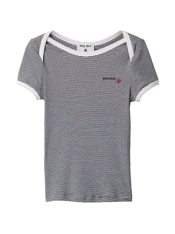Miu Miu Petit Bateau x Miu Miu Ribbed Jersey T-Shirt | Saks Fifth