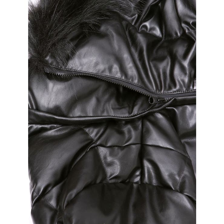 GDベルト付きフェイクレザーロングダウンコート[品番：MKSW0066479