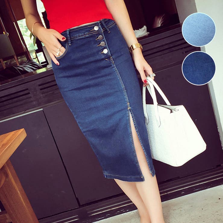 デニムスカート スリット タイトスカート[品番：II000003812