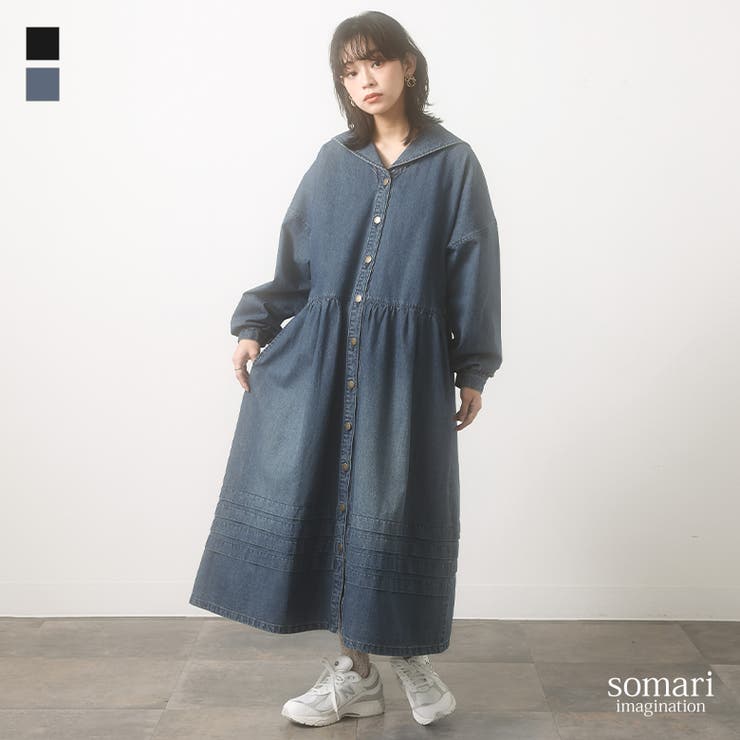 somari imaginationセーラーデニムワンピース[品番：MITW0017165