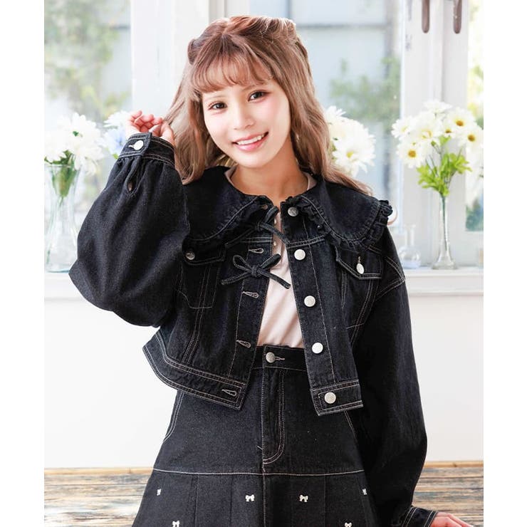 リボンデザインデニムJK[品番：IGAW0006051]｜axes femme