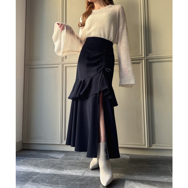 フリルスリットドロストマーメイドスカート[品番：AMTW0012078