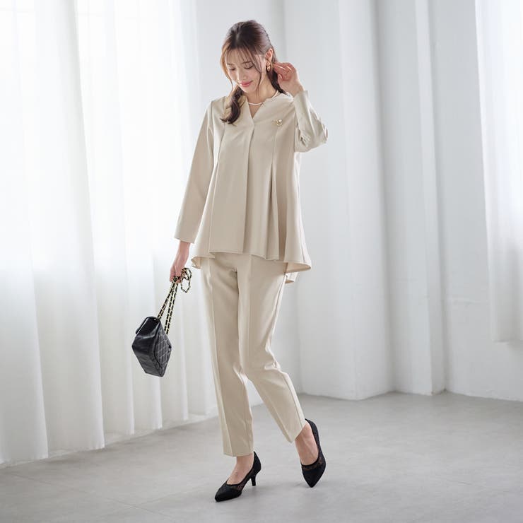 2点セット】タックフレアーブラウスセットアップ[品番：GERW0011162