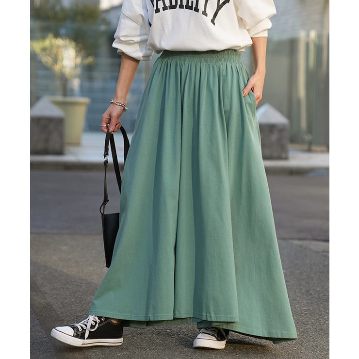スカート ロングスカート ロング コットン 綿 マキシスカート ウエスト