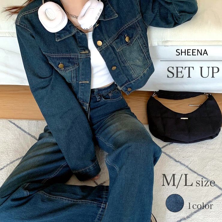 セットアップ】ショートデニムジャケット×デニムパンツ 2点SET 春[品番