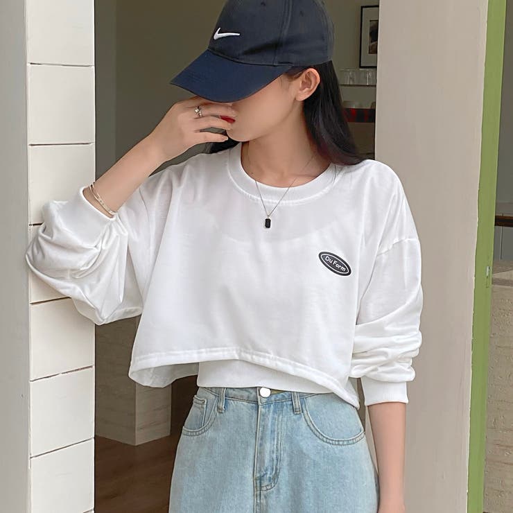 イレギュラーヘムショートトップス2点セット ロンT ロングTシャツ[品番