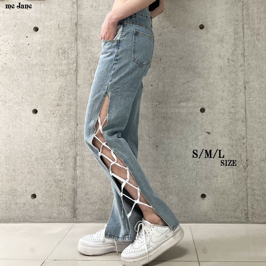 サイドレースアップデニムパンツ[品番：MJNW0003247]｜me Jane（ミー