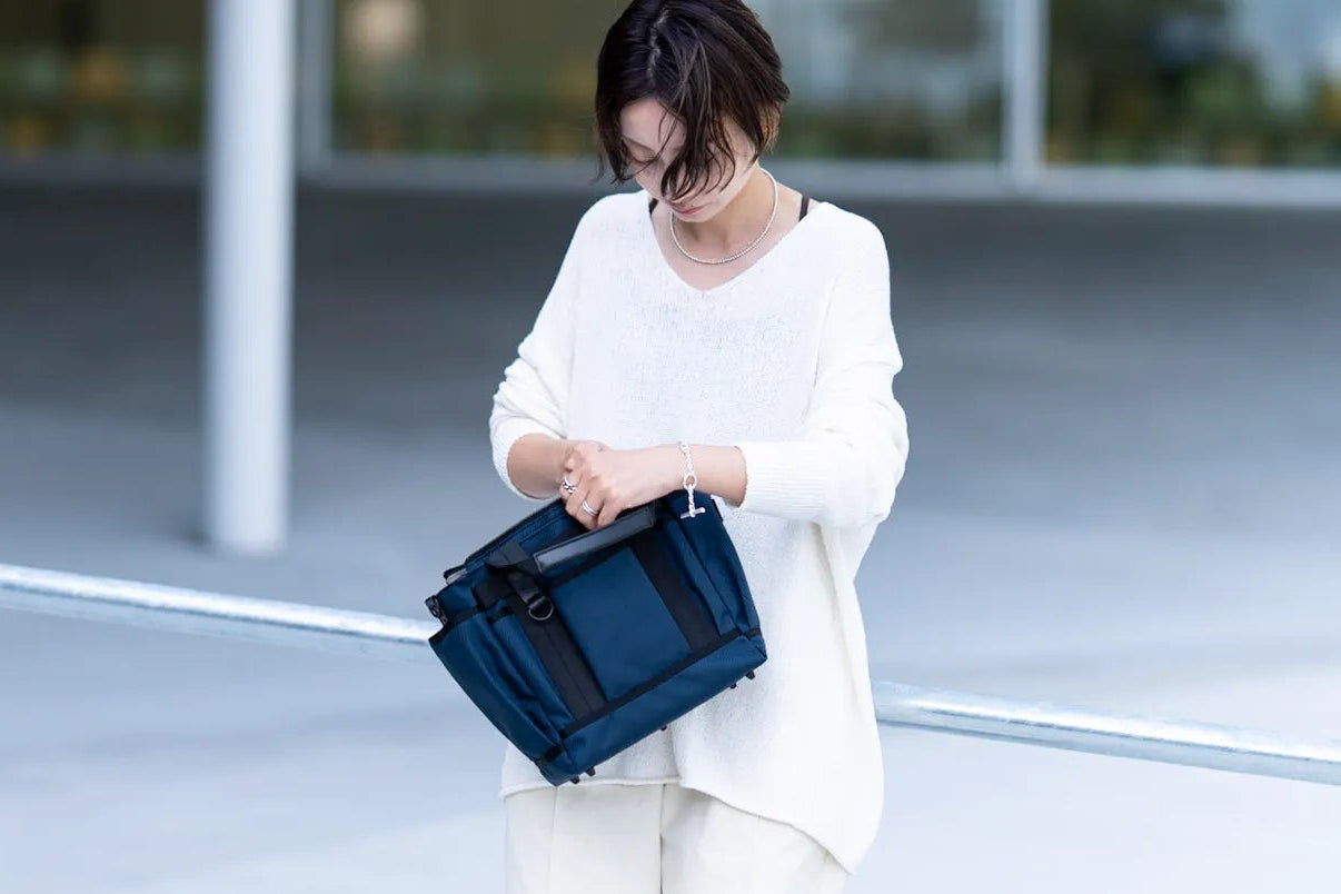 小さなガーデントート ポケットが沢山ミニトート コーデュラ®×本革