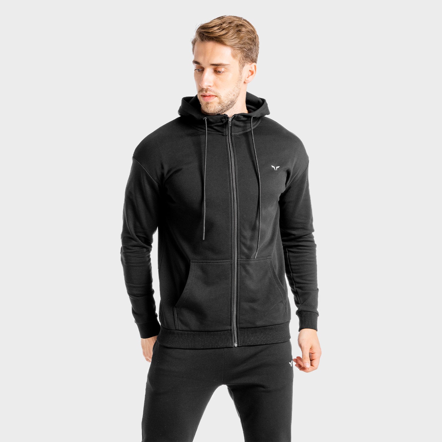 Core Zip Up - Black | Gym Hoodies Men - SQUATWOLF