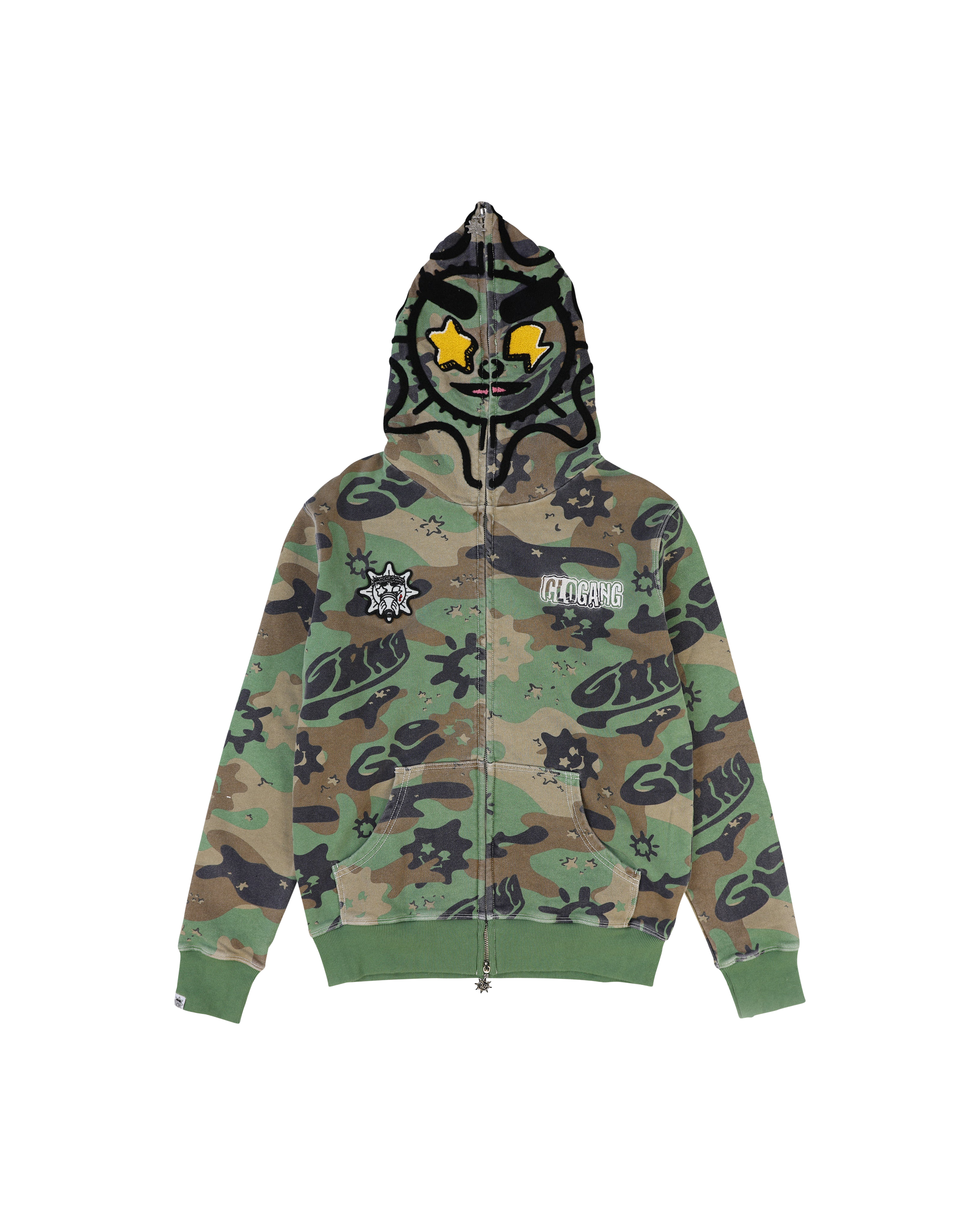Glo Gang | The Glory Full Zip Hoodie (Green Wash Camo) | Hoodies