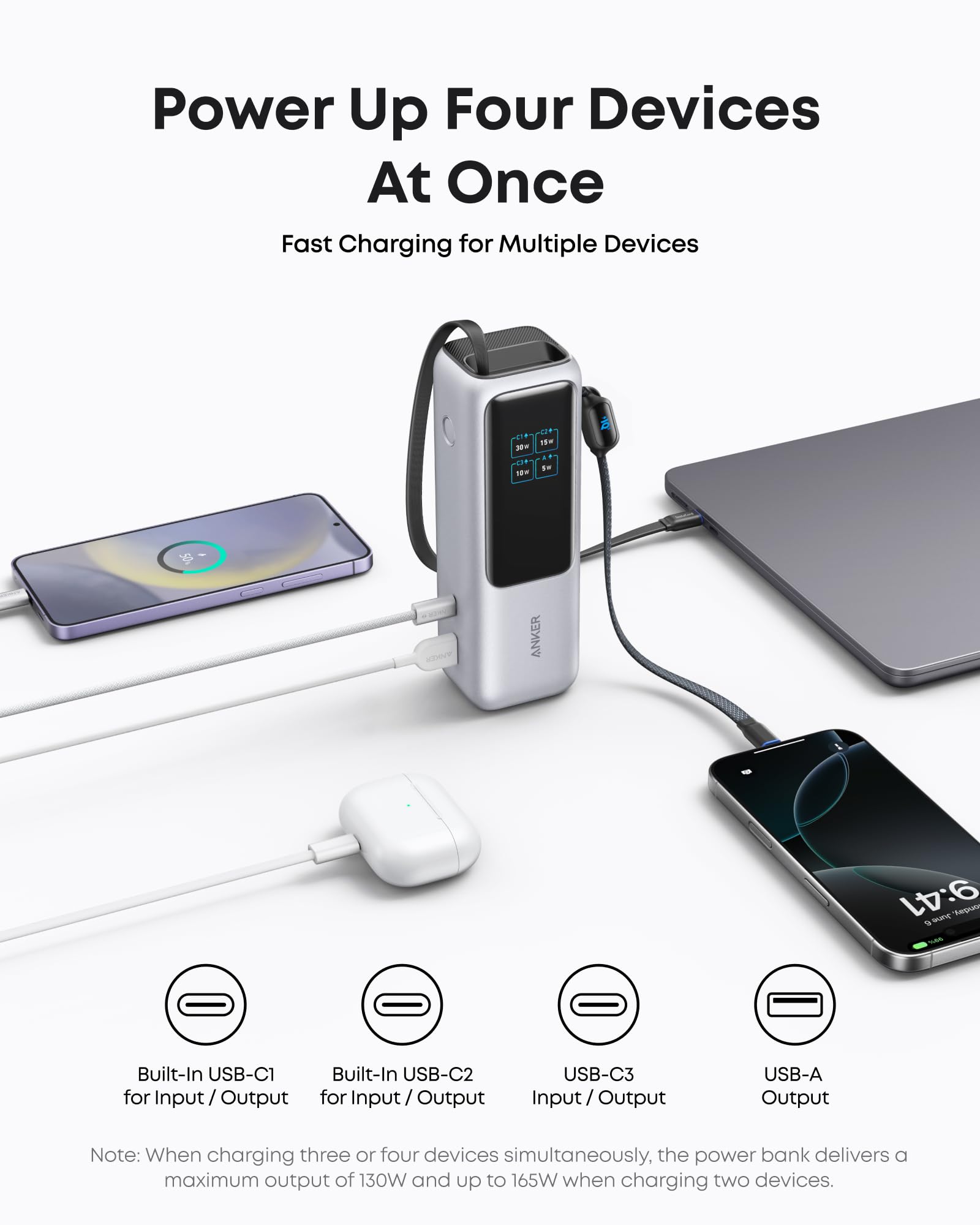 Get Anker 25K Laptop Power Bank (165W, Built-In Cables) Nordics