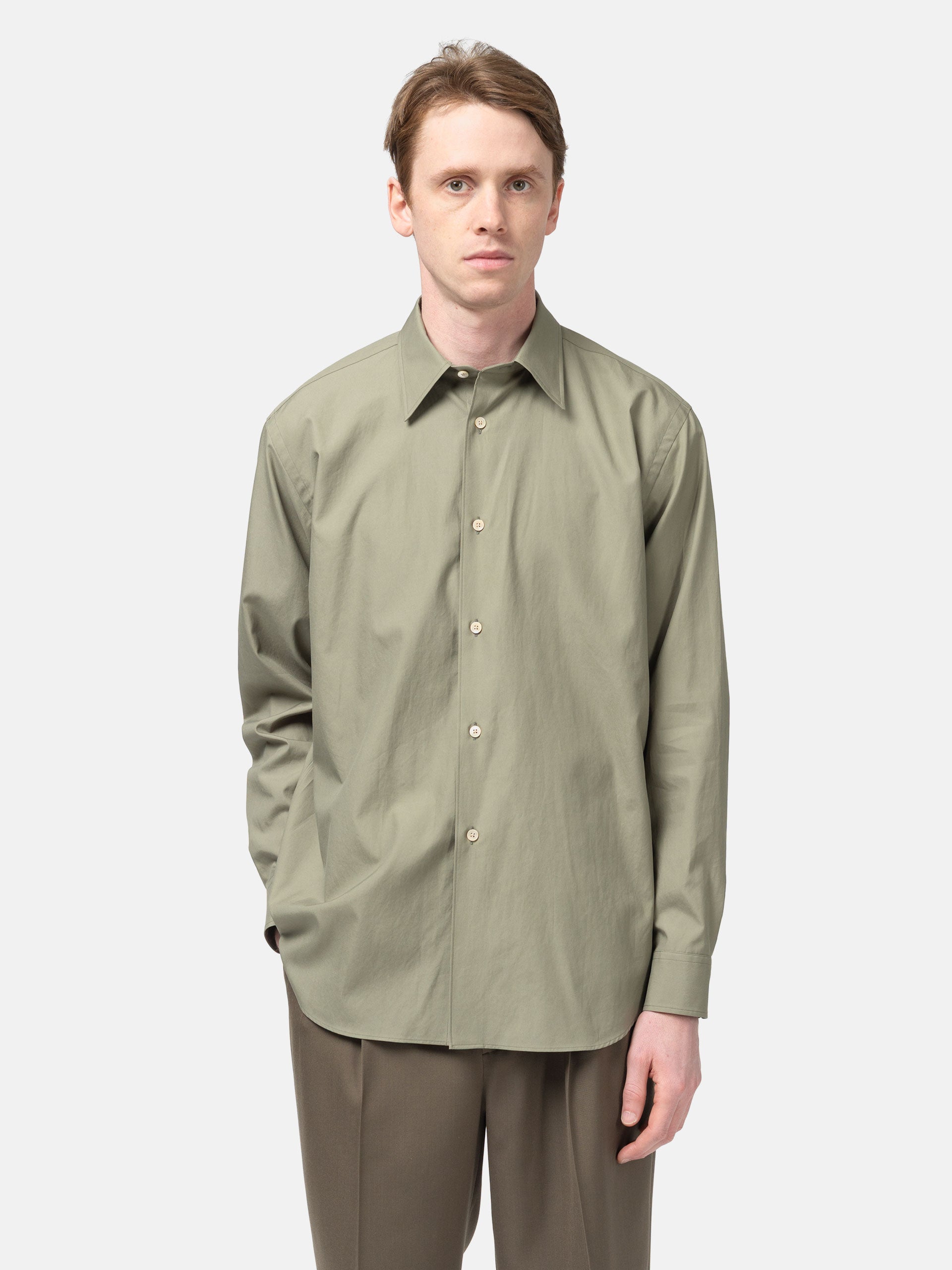 AURALEE Washed Finx Twill Shirt Olive | HAVEN