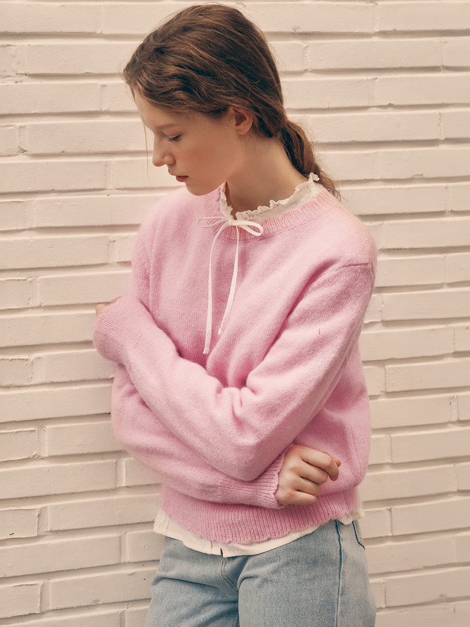 モヘアウールブレンディドニット ピンク - ROLAROLA | 60% - アジア