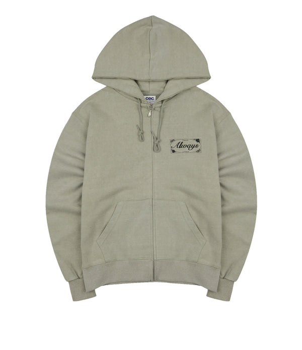 ALWAYS ZIP-UP HOODIE(SAND KHAKI PIGMENT-DYED) - CHANCECHANCE | 60