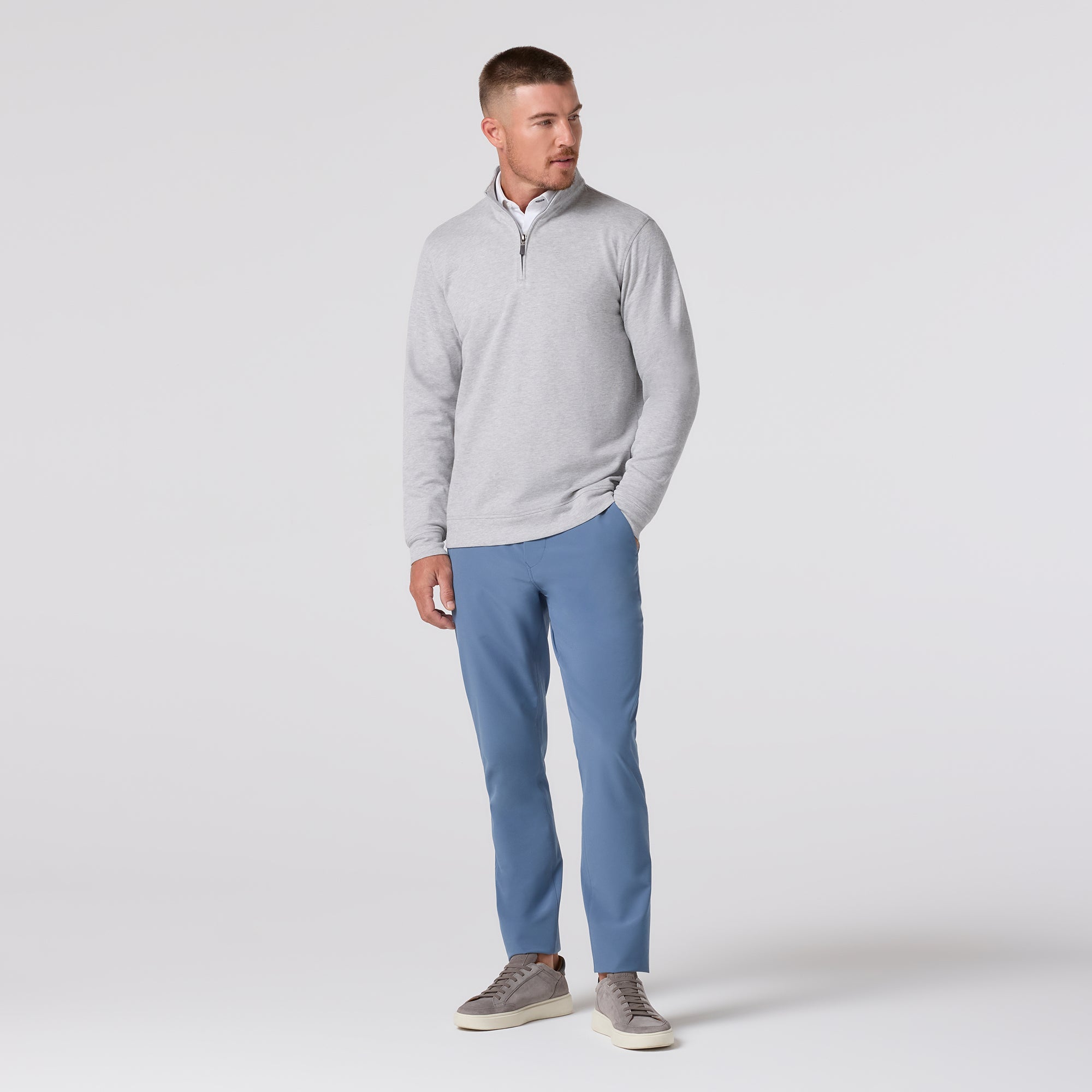 Crandall Quarter Zip - Light Gray Heather | Mizzen+Main