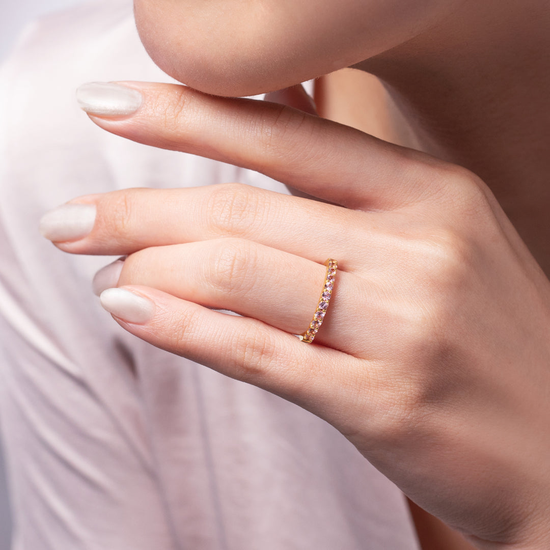 ビズー公式】パパラチア サファイア 11石 ハーフ エタニティ K18(18金