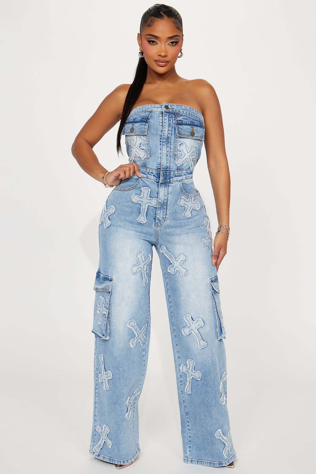 Never Cross Me Denim Jumpsuit - Light Wash | Fashion Nova