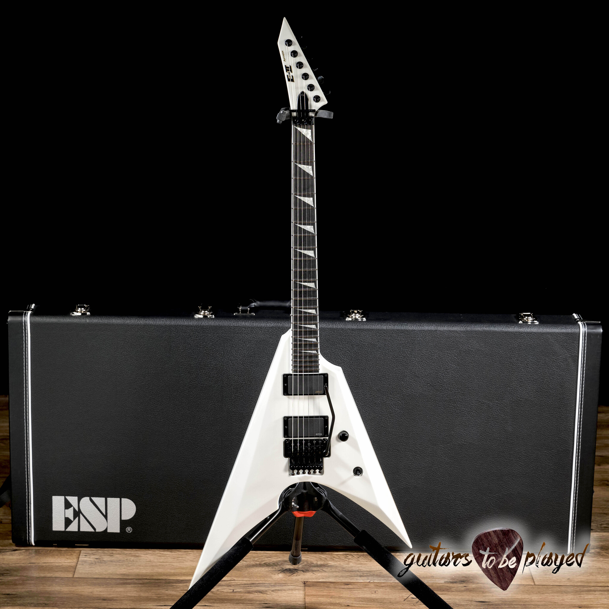 ESP E-II Arrow Floyd Rose EMG Guitar w/ Case – Snow White