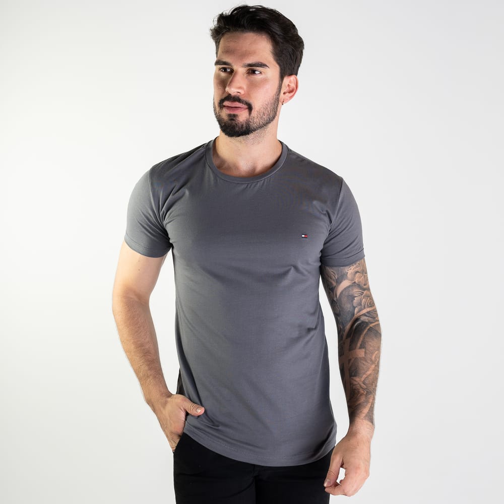 Camiseta Tommy Hilfiger 1985 Chumbo Mescla