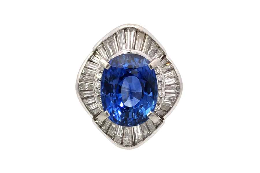 Pt900×非加熱サファイア×ダイヤモンドリング 非加熱S11.02ct MD3.10ct