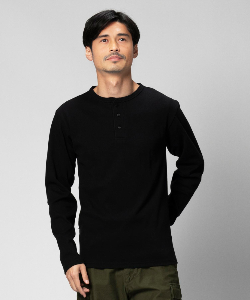 テレコヘンリーネック長袖Tシャツ(S ホワイト): トップス｜Right-on