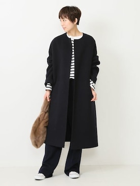 CINOH ノーカラーコートを使った人気ファッションコーディネート - WEAR
