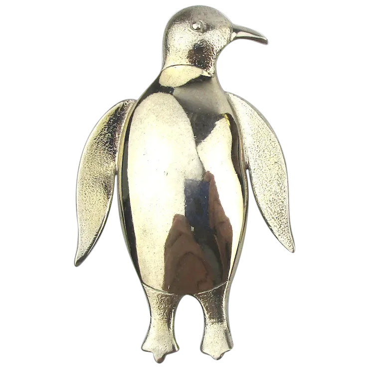 Big Vintage Silverclad PENGUIN Pin Brooch. For Sale at Ruby Lane
