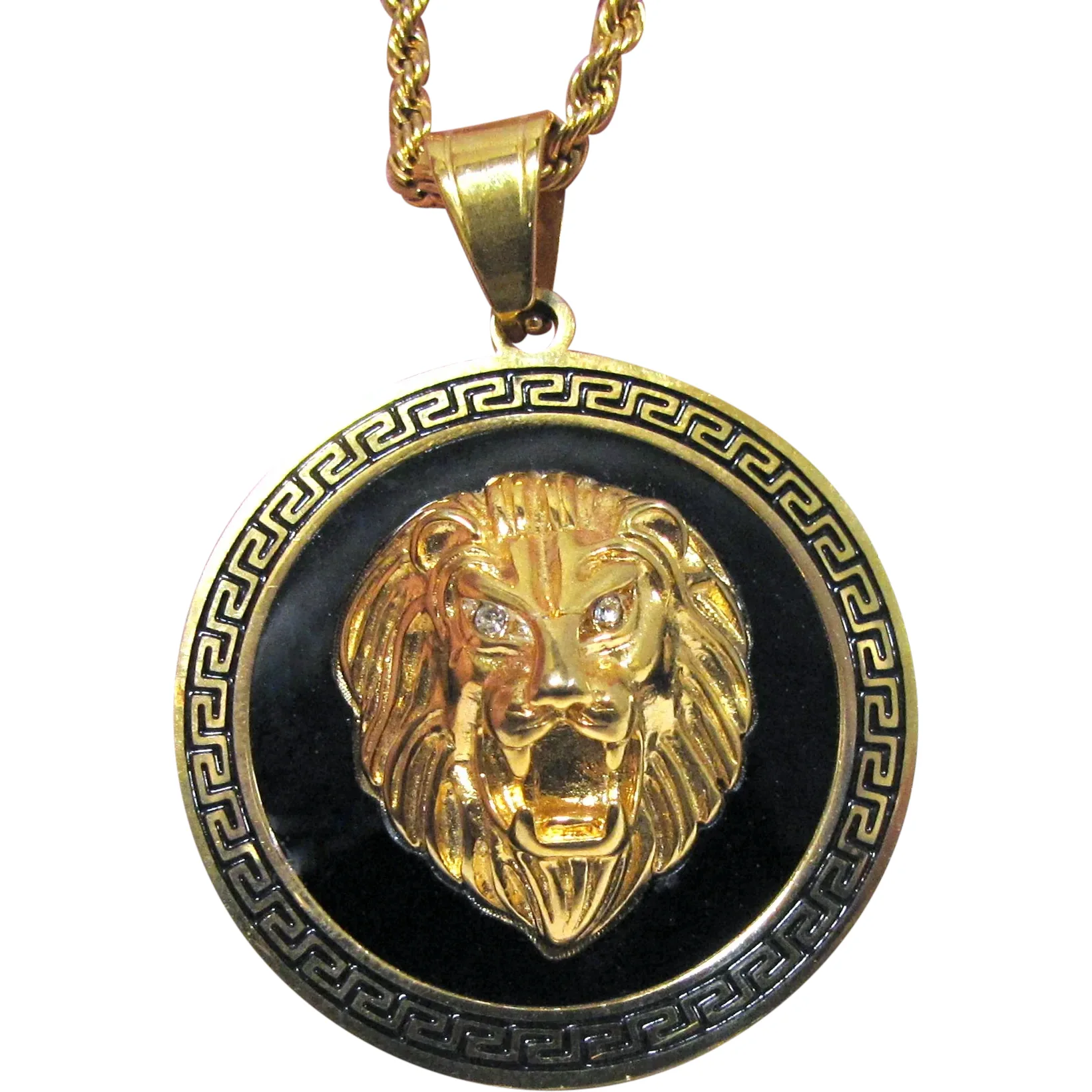 Versace Style 3D Goldtone Lion Pendant on 23