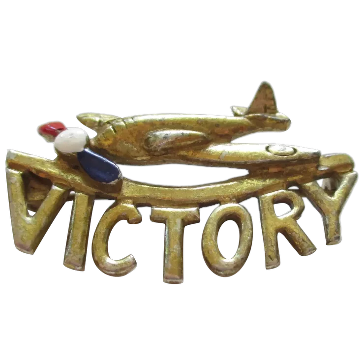 WWII Victory Pin Airplane Brooch Spitfire. For Sale at Ruby Lane