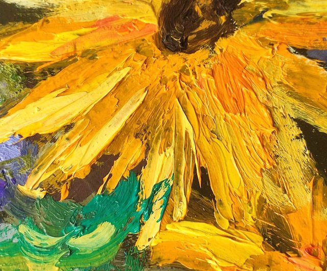 送料無料】ロシア ひまわりの絵画 花柄 黄色 オリジナルアート