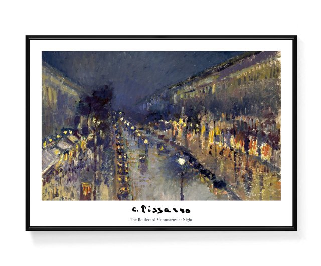 送料無料】台湾 ピサロ_モンマルトル大通り 夜（余白あり） - 印象派