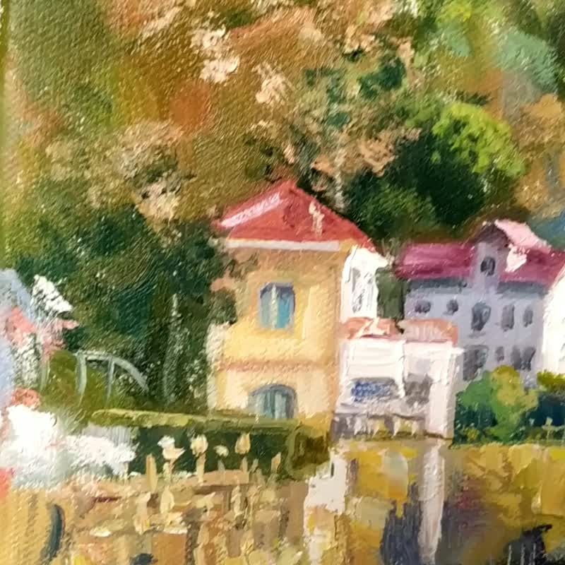 ロシア イタリア 絵画 コモ湖 オリジナルアート 風景 イタリアのアート