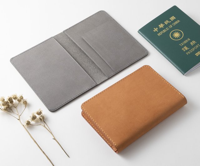 台湾 レザーミニマリストパスポートケース/パスポートホルダー - フル