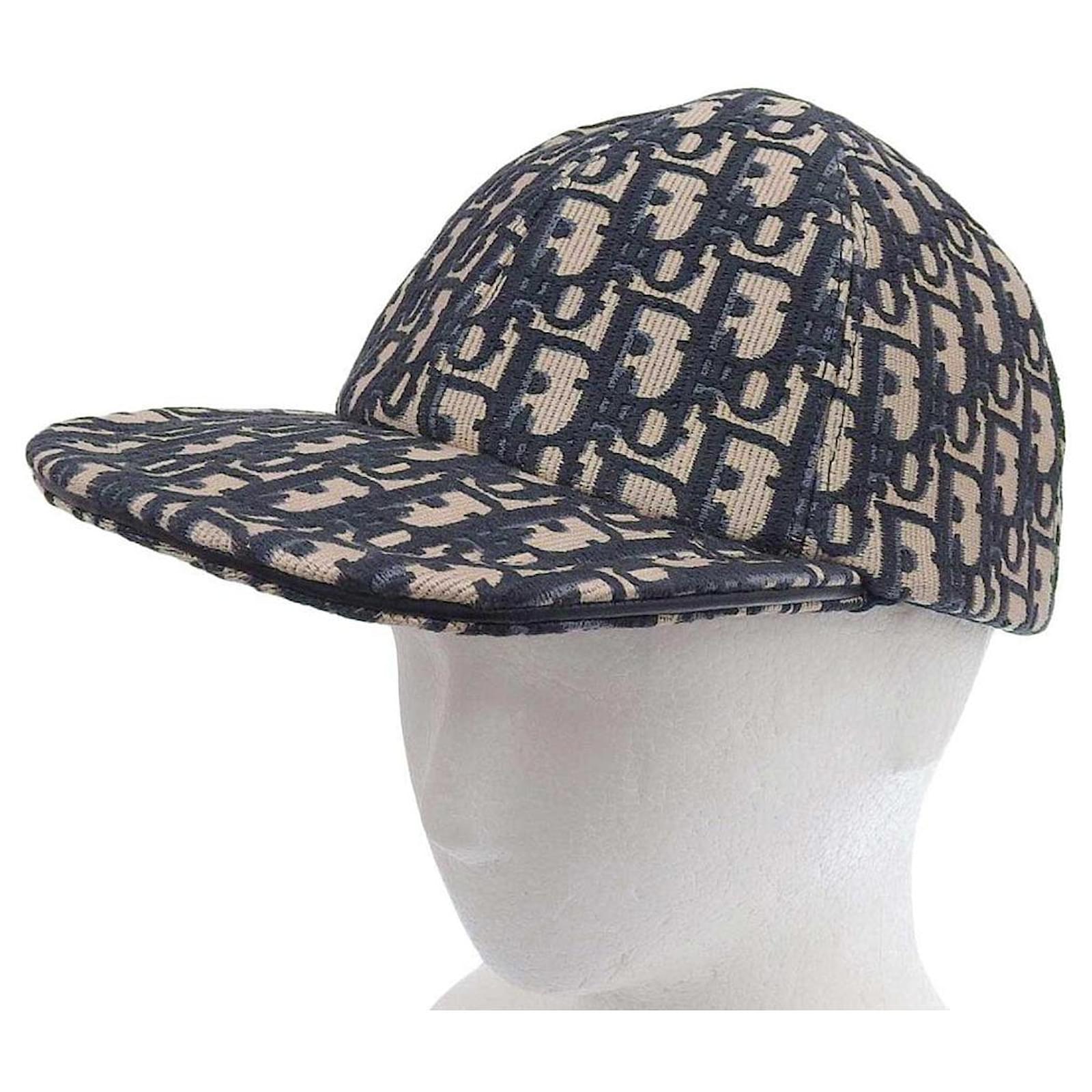 Christian Dior Dior Oblique Jacquard Cap Beige Navy Brown Cotton
