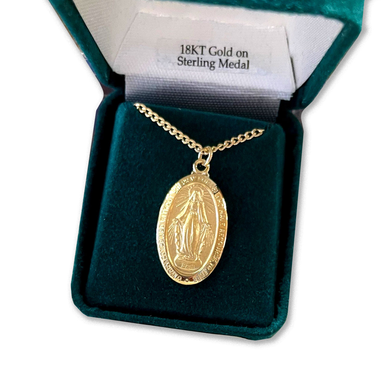 Oval Gold Plated Miraculous Medal Necklace | St. Patrick's Guild