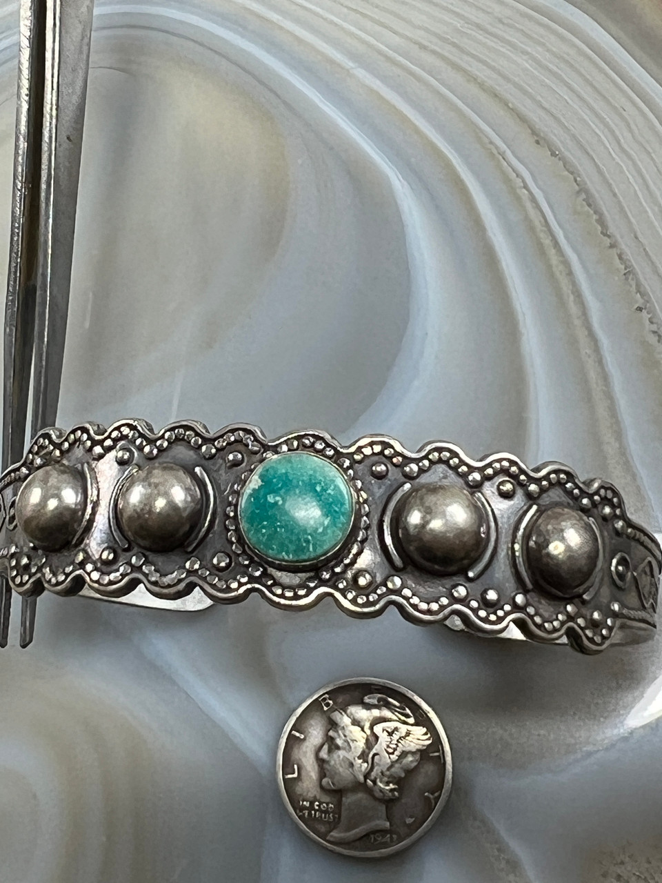 Classic 1940's Navajo Turquoise Bracelet - Durango Silver Company