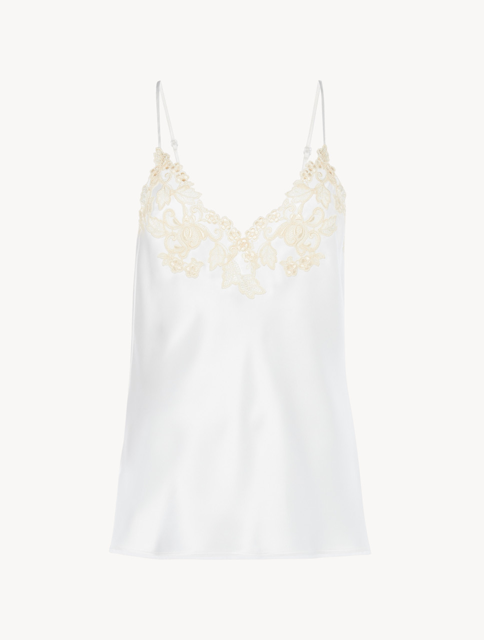 White silk camisole with frastaglio - La Perla - UK