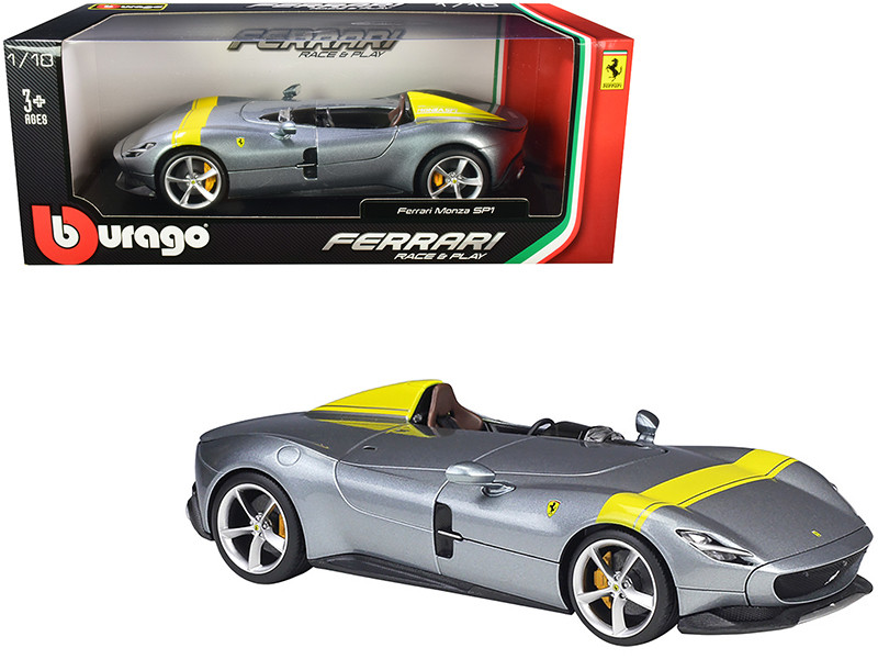 1/18 BBurago Ferrari Monza SP1 (Silver Metallic with Yellow