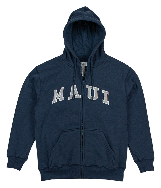 Sweatshirt Zip Up Hoodie - Maui Logo Design: Light Blue
