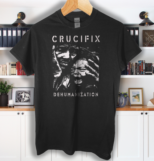 Crucifix band t shirt berkely dehuminization