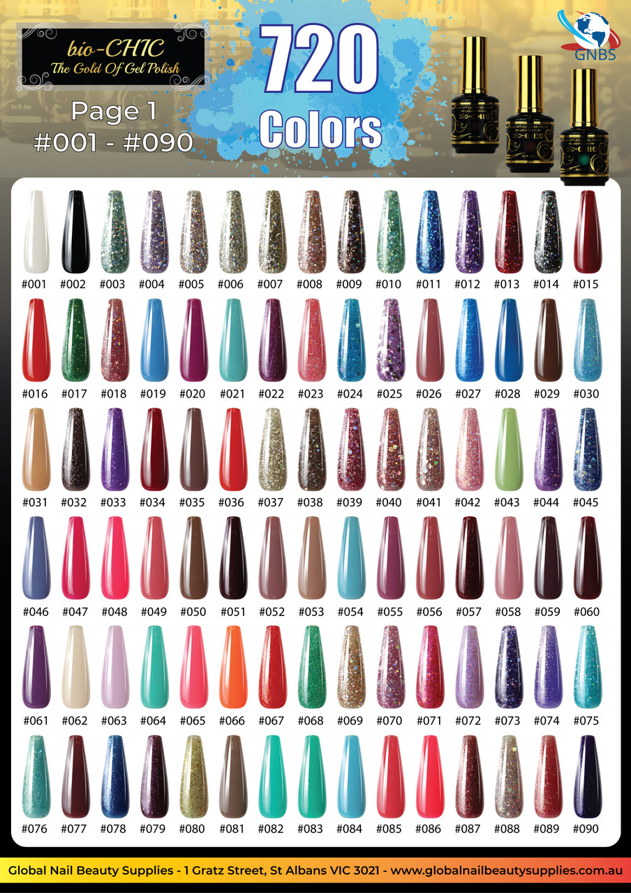 bio-CHIC Color Chart 7 Pages Full Color #001 - #720