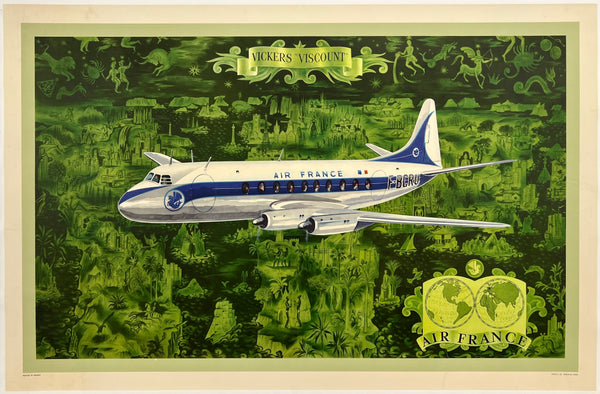 Original Vintage Poster AIR FRANCE - VICKERS 