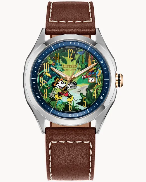 Mickey Mouse Explorer Green Dial Leather Strap AW1149-06W | CITIZEN