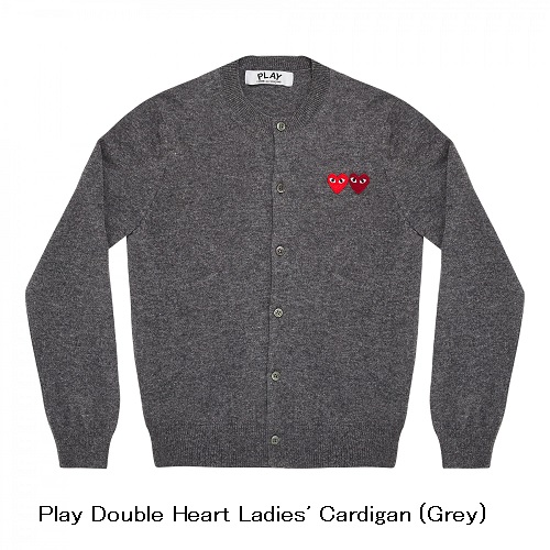 コムデギャルソン プレイ(Play) ダブルハート カーディガン グレー