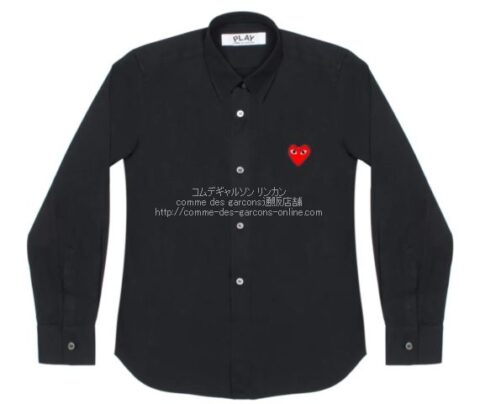 プレイ コムデギャルソン ワンポイント赤ハート 長袖シャツ・ブラウス