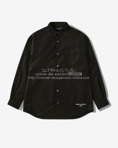 コムデギャルソンオム 定番 コットンブロード 刺繍ロゴ・ブラウス-長袖