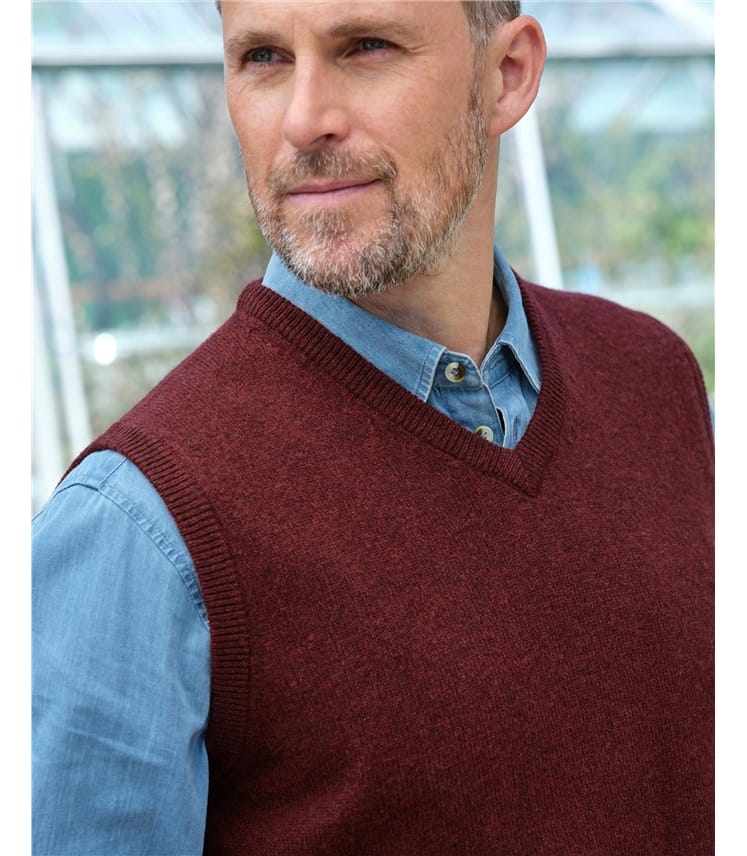 Cranberry | Mens Classic Lambswool Vest | WoolOvers US