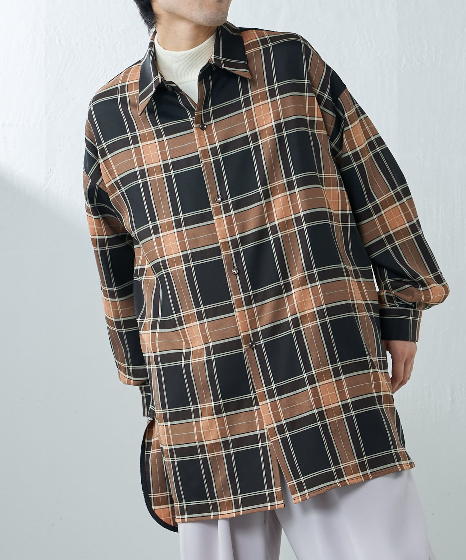 ロイヤルチェックスリットビッグシルエットシャツ - Lui's(ルイス)神戸