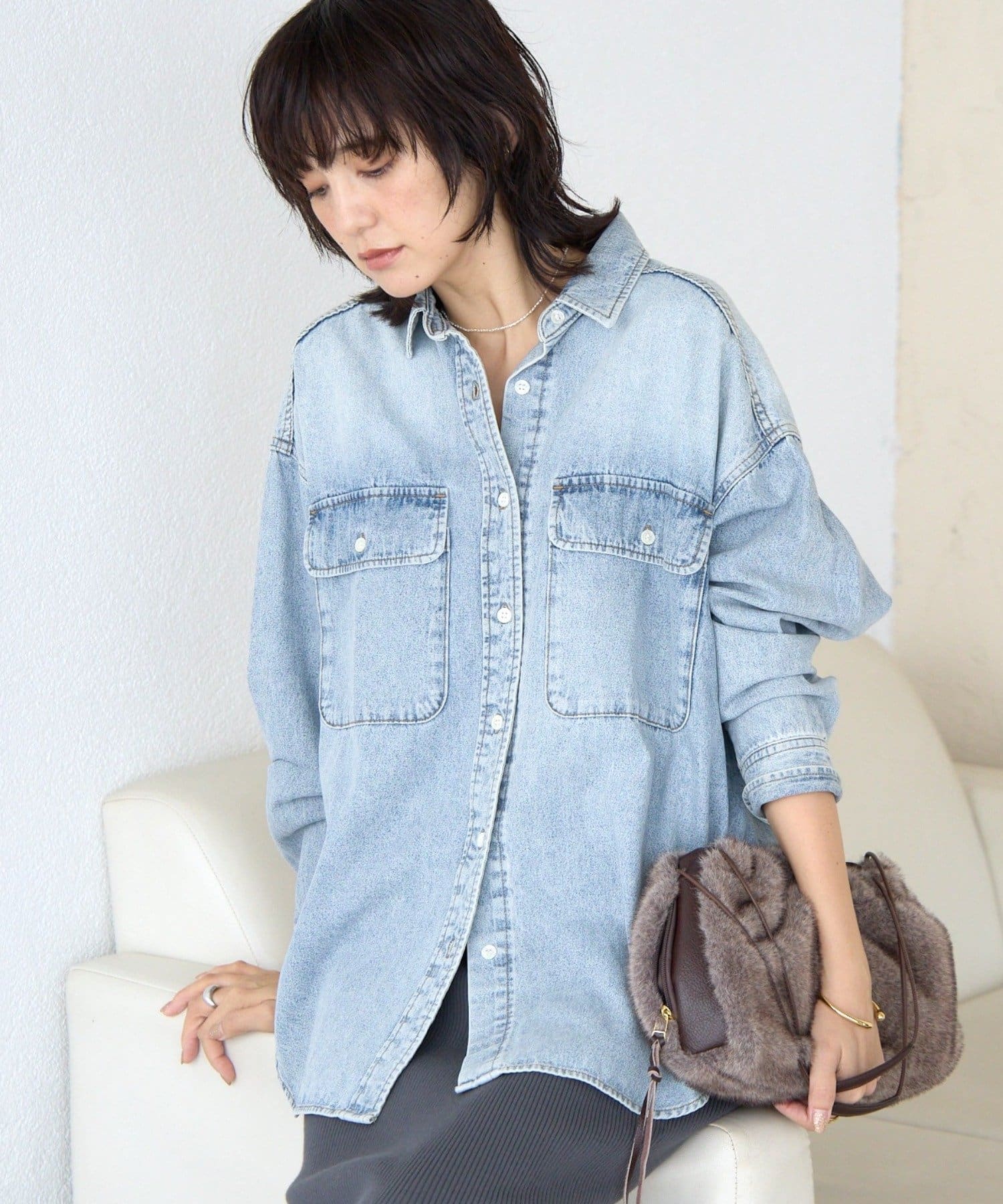 名品/リバイバル】【MONN.:.(モン)】Lightビッグデニムシャツ | RIVE